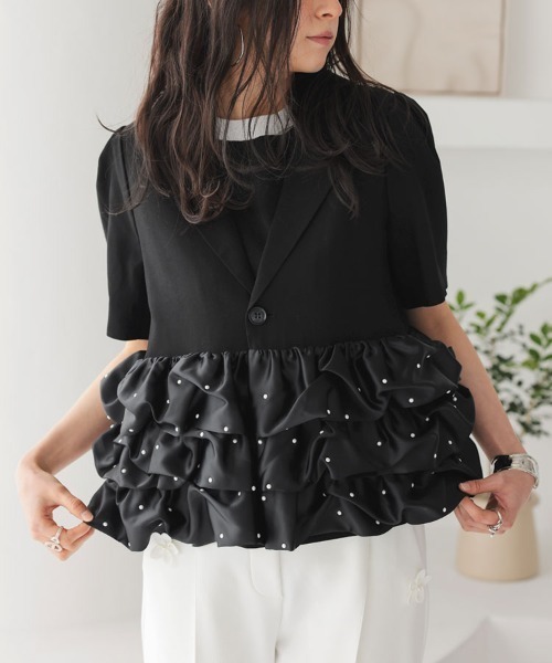DONOBAN ドノバン フリルボンディングトップス ブラック DONOBAN（ドノバン） Vネックフリルトップス レディース : ZOZOTOWN
