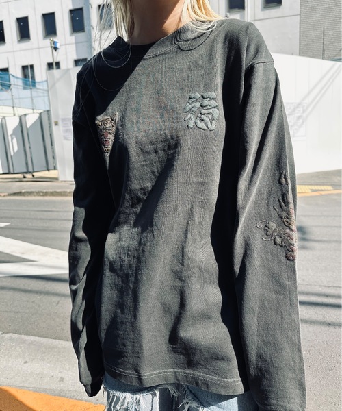 Tシャツ・カットソー HUECLOSET pigment mix stripe long sleeves HOUSTON tシャツ / PIGMENT US COTTON L/S TEE 22274/ 22275