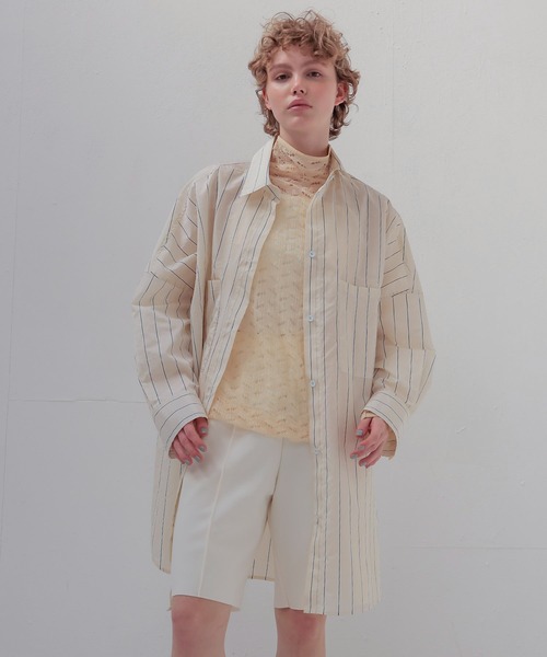 ブラウス シャツ pinstripe big shirt(ピンストライプ柄ビッグシャツ) レディース