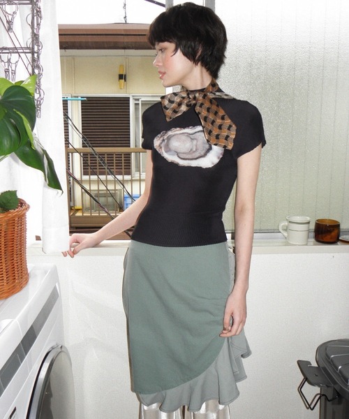 musubore（ムスボレ） tシャツ pleated print tops / プリーツプリント