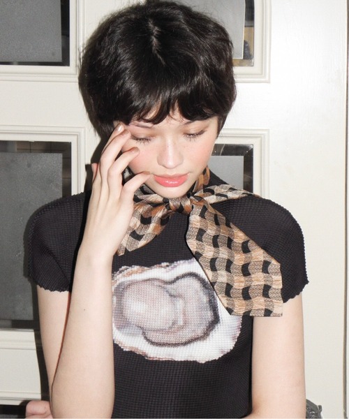 musubore（ムスボレ） tシャツ pleated print tops / プリーツプリント
