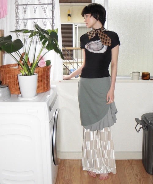 musubore（ムスボレ） tシャツ pleated print tops / プリーツプリント