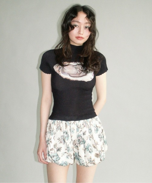 musubore（ムスボレ） tシャツ pleated print tops / プリーツプリント