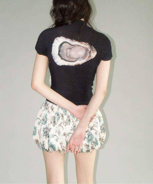 musubore（ムスボレ） tシャツ pleated print tops / プリーツプリント