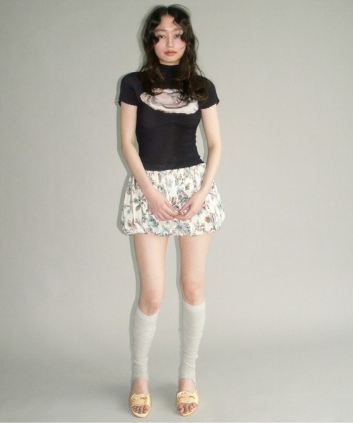 musubore（ムスボレ） tシャツ pleated print tops / プリーツプリント