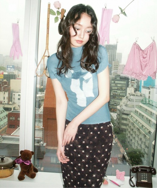 musubore（ムスボレ） tシャツ pleated print tops / プリーツプリント