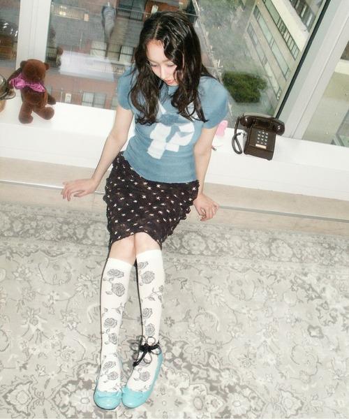 tシャツ pleated print tops / プリーツプリントトップス レディースの画像
