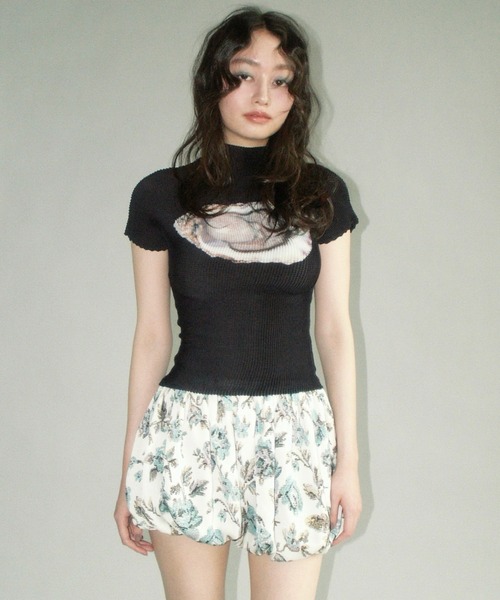 musubore（ムスボレ） tシャツ pleated print tops / プリーツプリント