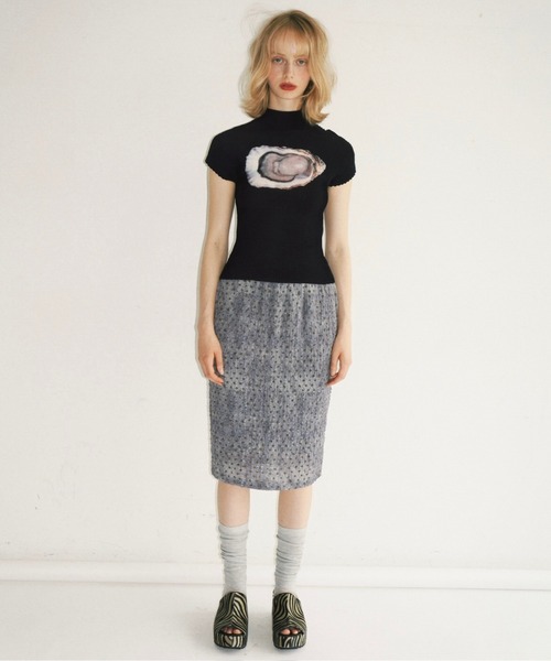 musubore（ムスボレ） tシャツ pleated print tops / プリーツプリント