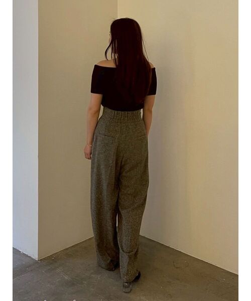 ワイドパンツ ロング ストレート ツイード ハイウエスト 2カラー 数量限定4】フォーマルにも◎ベルトつきハイウエストワイド