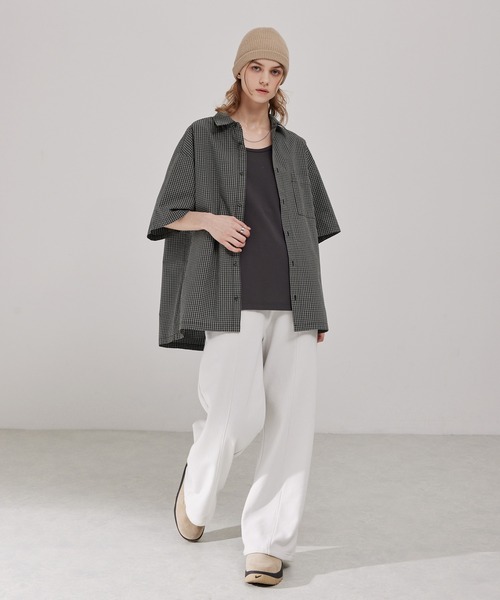 美品 MHL. M相当 チェック柄 コットン レギュラーカラー 半袖シャツ EMMA CLOTHES シャツ ヴィンテージライク レギュラーカラーミニ