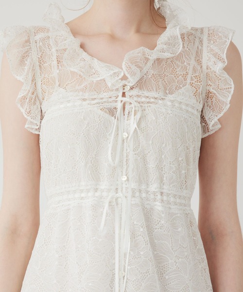 新品　ME&ME COUTURE レース　ホワイト　ワンピース me&me couture ワンピース フルール刺繍レースmixドレス