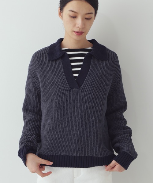 「human woman」 長袖ニット MEDIUM ネイビー レディース