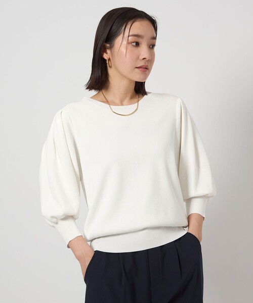 ニット セーター 「WEB限定」「at ease」コンシャススリーブ ニット  -ウォッシャブル・接触冷感・UVカット- レディース