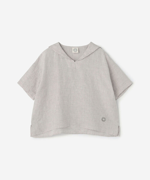 ORCIVAL ブラウス シャツ | リネンチェック 半袖セーラーシャツ
