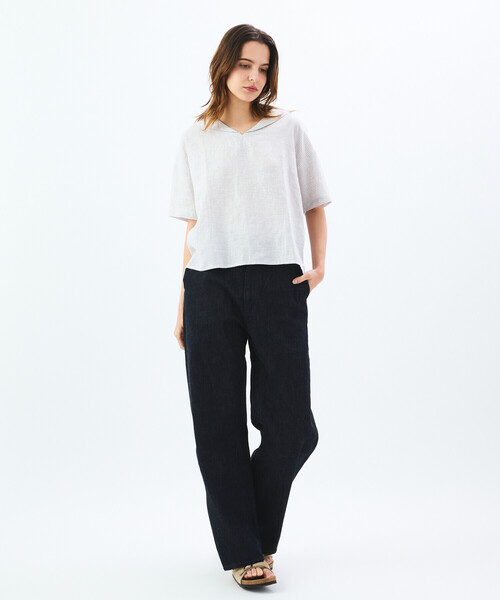 ブラウス シャツ ORCIVAL | リネンチェック 半袖セーラーシャツ WOMEN レディース ORCIVAL | リネンチェック 半袖セーラーシャツ WOMEN（シャツ