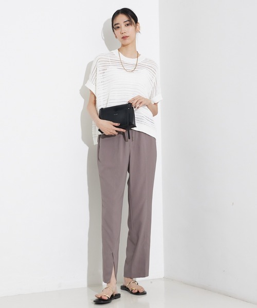 qualite スラックス パンツ バックサテンジョーゼットベンツ