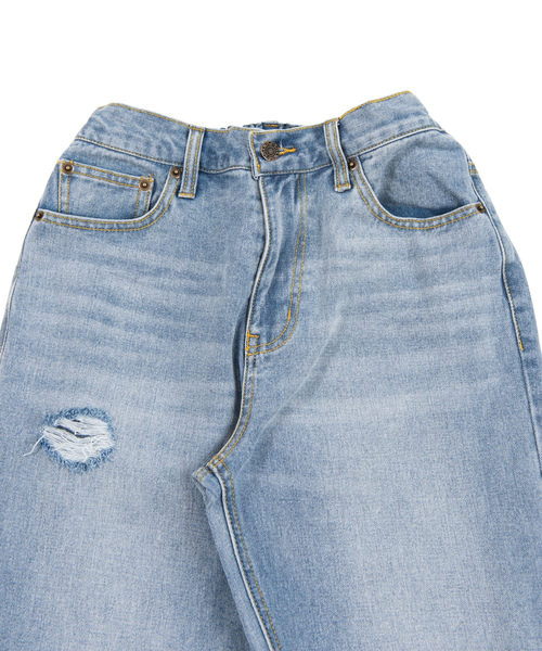 [PUNYUS] повреждение обработка Denim брюки 3 черный женский 