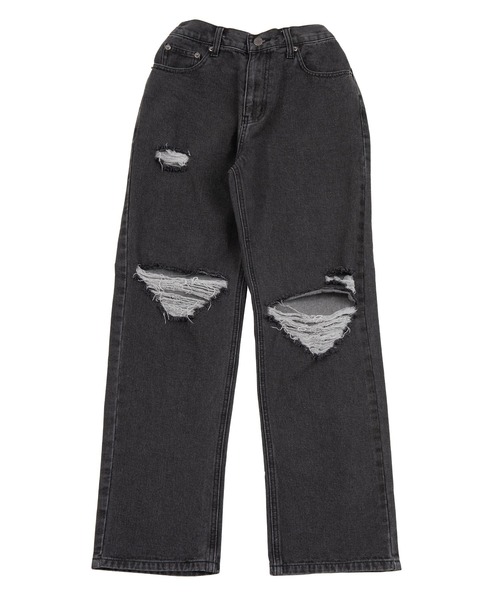 [PUNYUS] повреждение обработка Denim брюки 3 черный женский 
