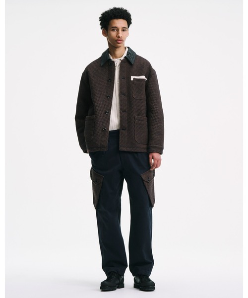 SOPHNET.（ソフネット） カバーオール LEATHER COLLAR COVERALL