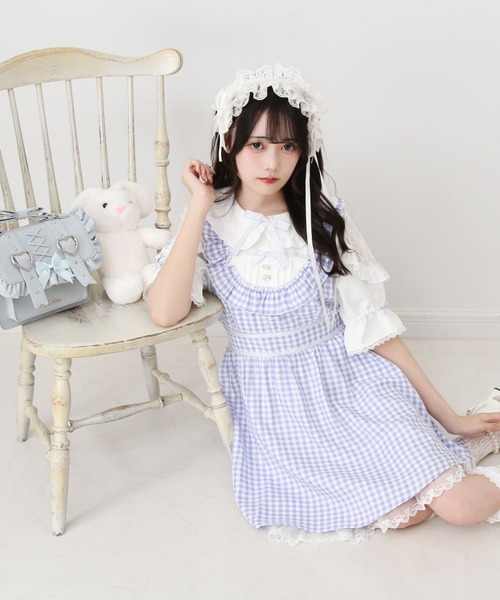 【最終値下げ】DearMyLoveWhip リボンワンピース　５Ｌ DearMyLove ワンピース お茶会メイドヨークフリルリボン