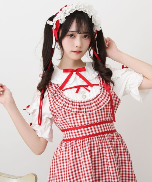 お茶会フリルハートリボンワンピース DearMyLove ワンピース お茶会