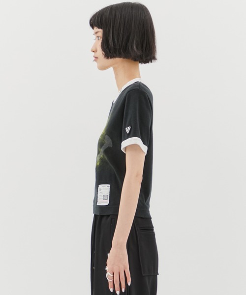 ミハラヤスヒロ　スマイリーミニTシャツ　イエロー Maison Mihara Yasuhiro Smiley Face-Print T-Shirt in Yellow