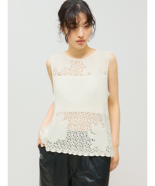 ベスト ジレ MIDIUMISOLID for Ladies レースリブベスト レディース