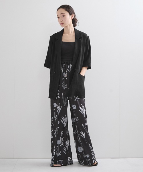 LE CERCLE par rope' ジャケット テーラードジャケット 麻調ダブル半袖