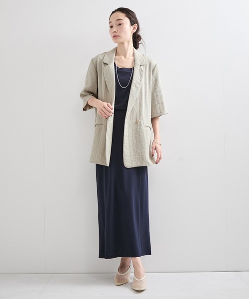 LE CERCLE par rope' ジャケット テーラードジャケット 麻調ダブル半袖