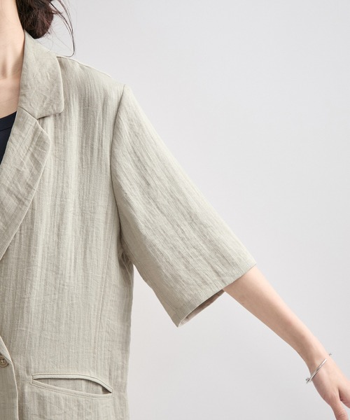 LE CERCLE par rope' ジャケット テーラードジャケット 麻調ダブル半袖