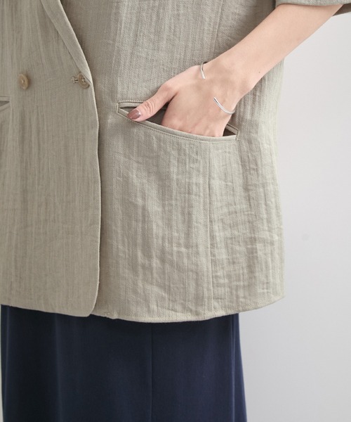 LE CERCLE par rope' ジャケット テーラードジャケット 麻調ダブル半袖