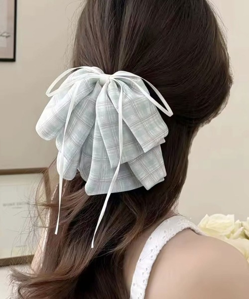 ヘアクリップ 「 ammy. / エイミードット 」 チェック柄 ボリューム