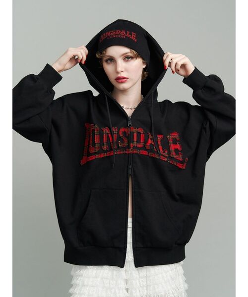 jouetie パーカー 「LONSDALE×jouetie」ロゴZIPフーディー