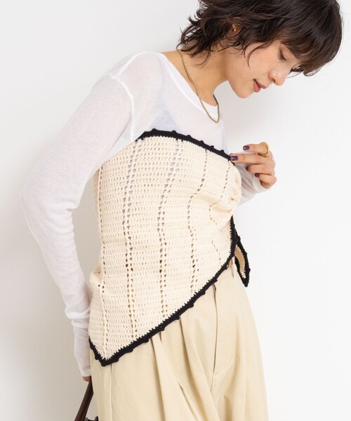 Pink House 大判三角形綿ローンストール ピンク（未使用に近い） SPIDER KNIT CARDIGAN COLLABORATION WITH RURUMU: / ROSE PINK