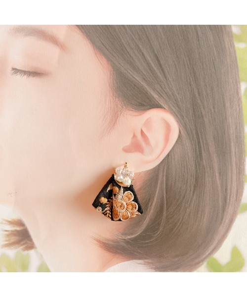 TONE（トネ） ピアス 「Lily accessory」じゃらじゃらインド刺繍リボン