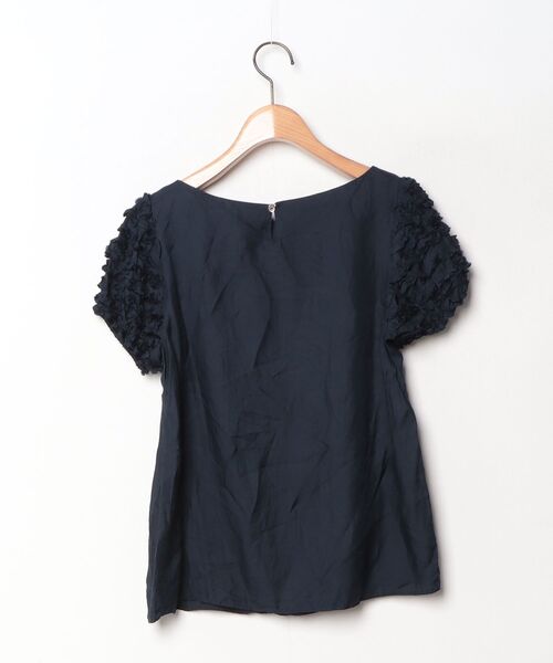 「Bon mercerie」 フリル半袖ブラウス 38 ネイビー レディース_画像2