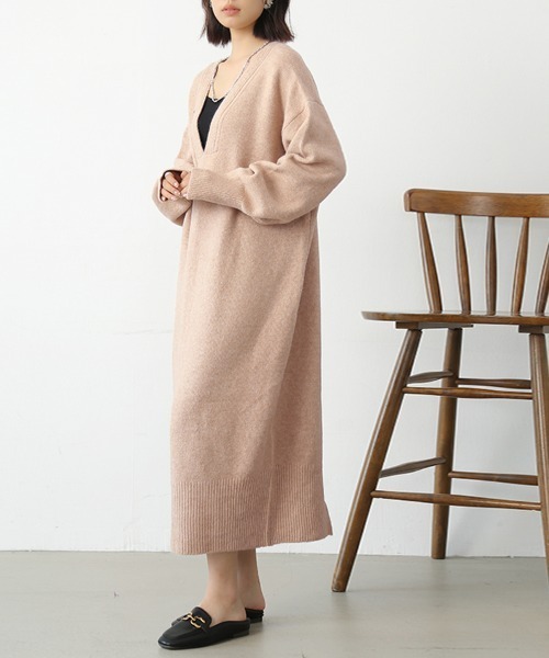 ReRe ワンピース 深Vネックニットワンピース : ZOZOTOWN Yahoo!店