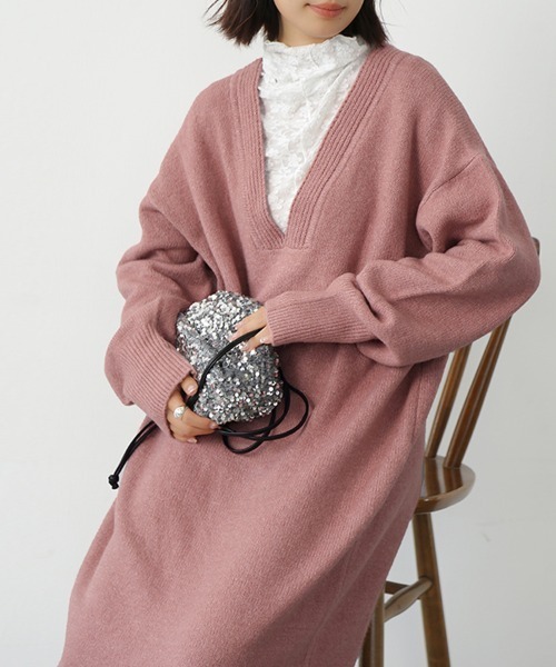 ReRe ワンピース 深Vネックニットワンピース : ZOZOTOWN Yahoo!店