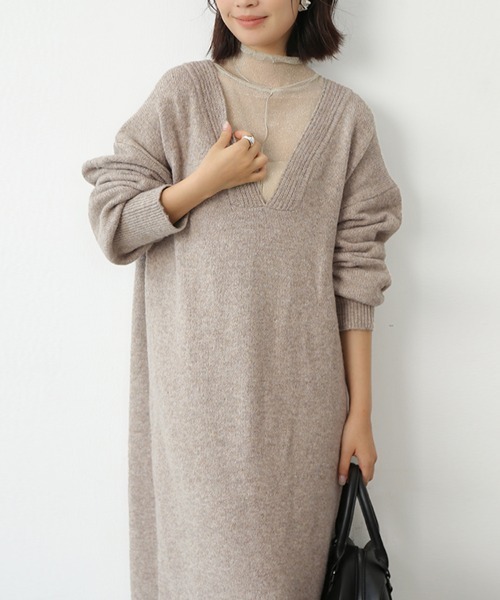 ReRe ワンピース 深Vネックニットワンピース : ZOZOTOWN Yahoo!店