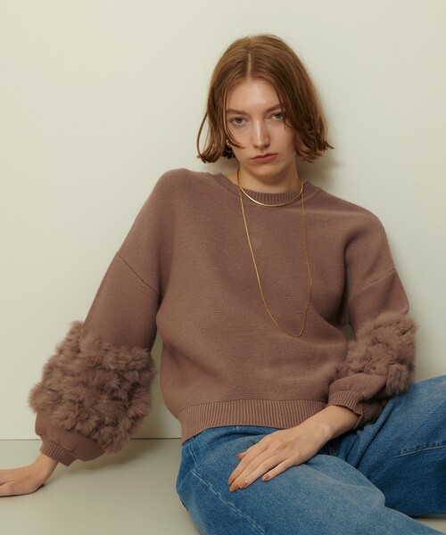 anuans◇ニット・セーター(薄手)/FREE/ウール/グレー/無地/1522511771