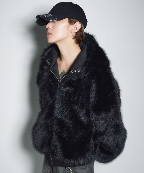 コート ジャケット ファーリバーシブルフードジャケット「UNISEX