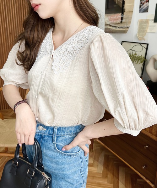 「moment+」 半袖ブラウス M ナチュラル レディース_画像3