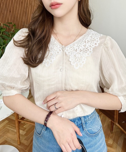 「moment+」 半袖ブラウス M ナチュラル レディース_画像4