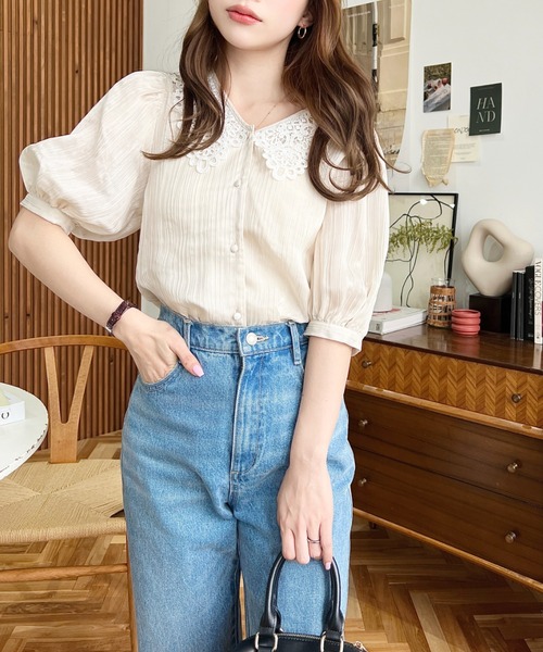 「moment+」 半袖ブラウス M ナチュラル レディース_画像5