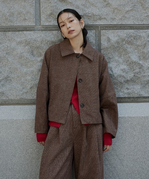 ★新品未使用★hellam ショートブルゾン　ショートコート Fサイズ hellam（ヘラム） ブルゾン アウター フェイクビーバー ショート丈W