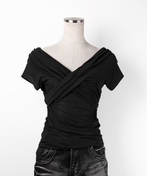 「me+em select」 半袖カットソー FREE ブラック レディース_画像3