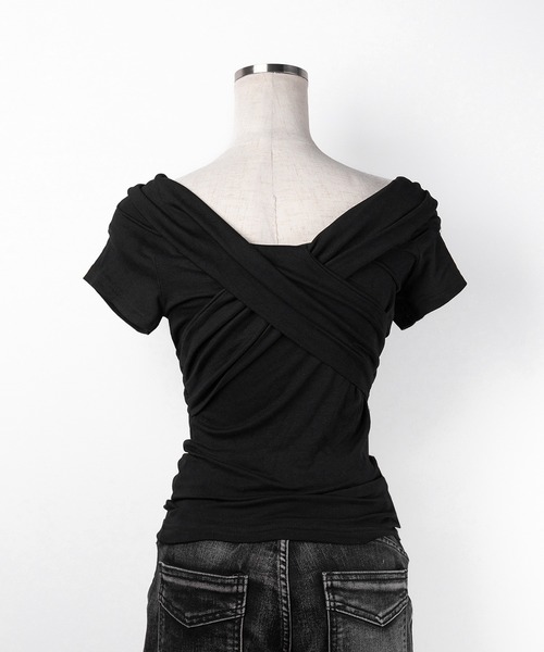 「me+em select」 半袖カットソー FREE ブラック レディース_画像4