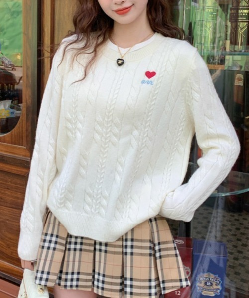 ニット セーター ハートケーブルニット レディース : ZOZOTOWN Yahoo