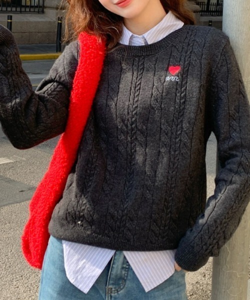 NKNIT ハートケーブルニット ニット セーター ハートケーブルニット レディース : ZOZOTOWN Yahoo